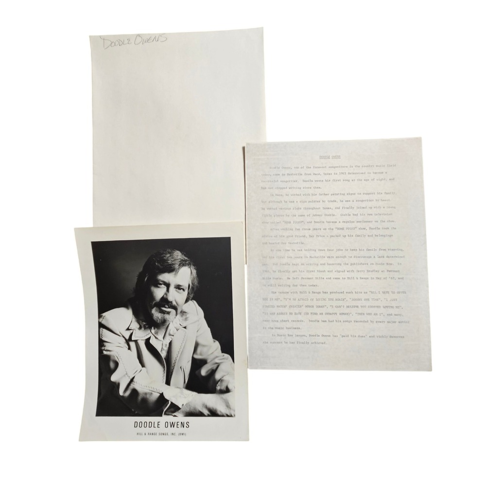 Doodle Owens Vintage 60s-80s Country Music 8x10 Press Photo & Press Release‎